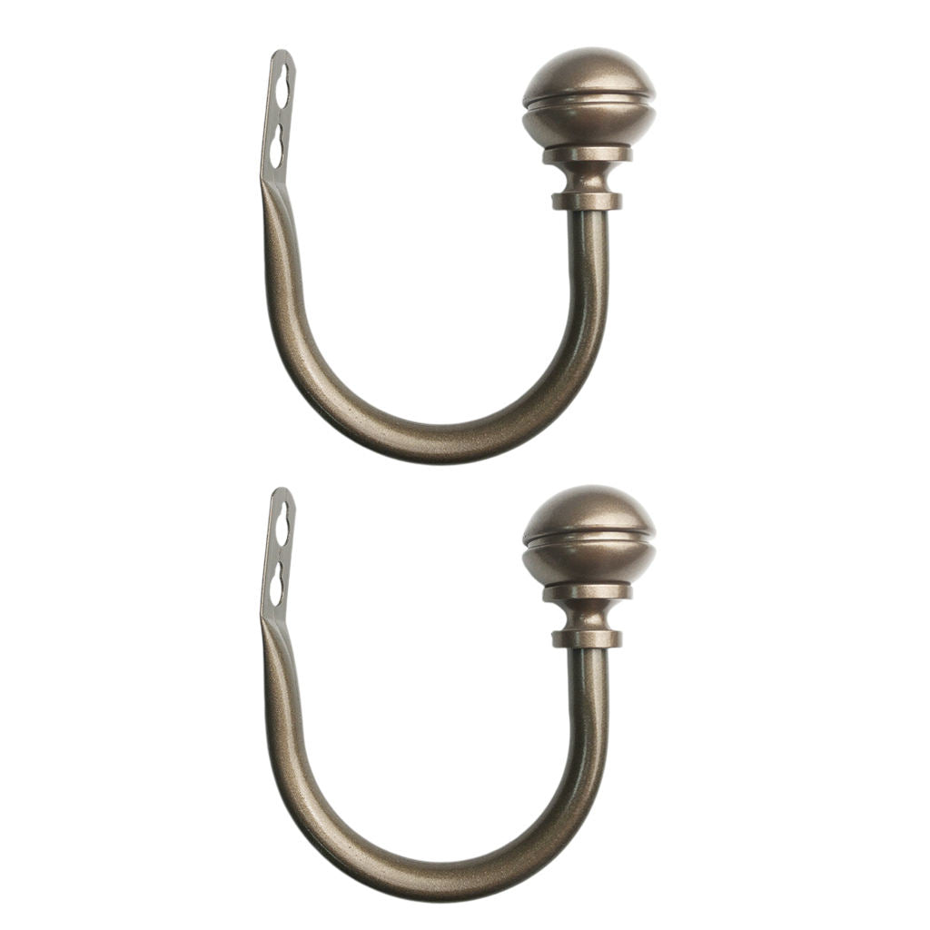 2Pack Iron Metal Curtain Tieback Hanger Brown f/ Window Treatment Hardware
