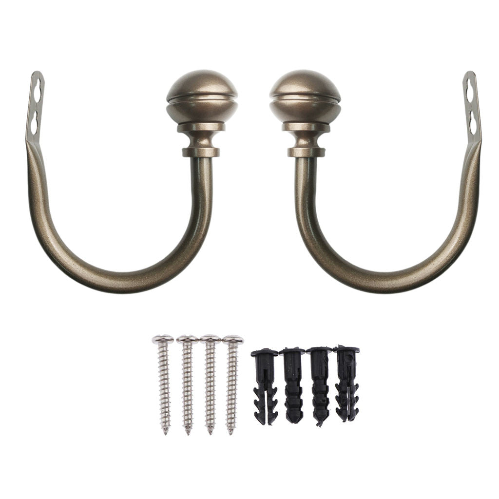 2Pack Iron Metal Curtain Tieback Hanger Brown f/ Window Treatment Hardware