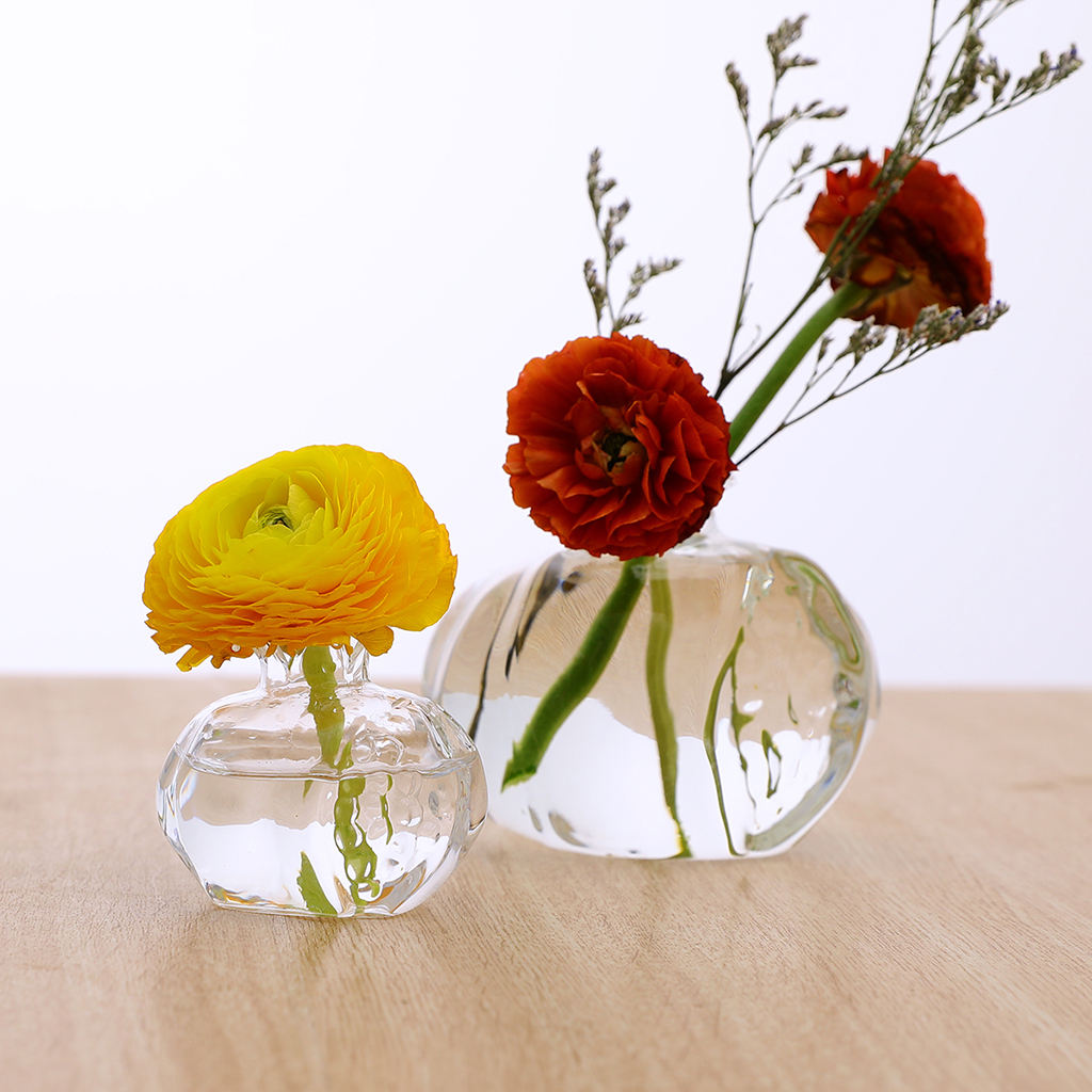 2Pcs Clear Mini Flower Vase Planter Vase Glass Bottles Home Wedding Decor