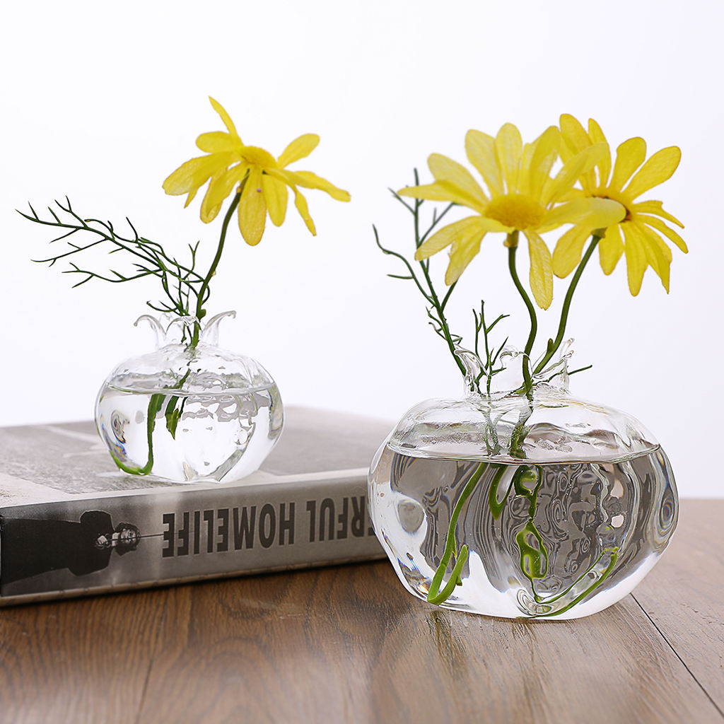 2Pcs Clear Mini Flower Vase Planter Vase Glass Bottles Home Wedding Decor