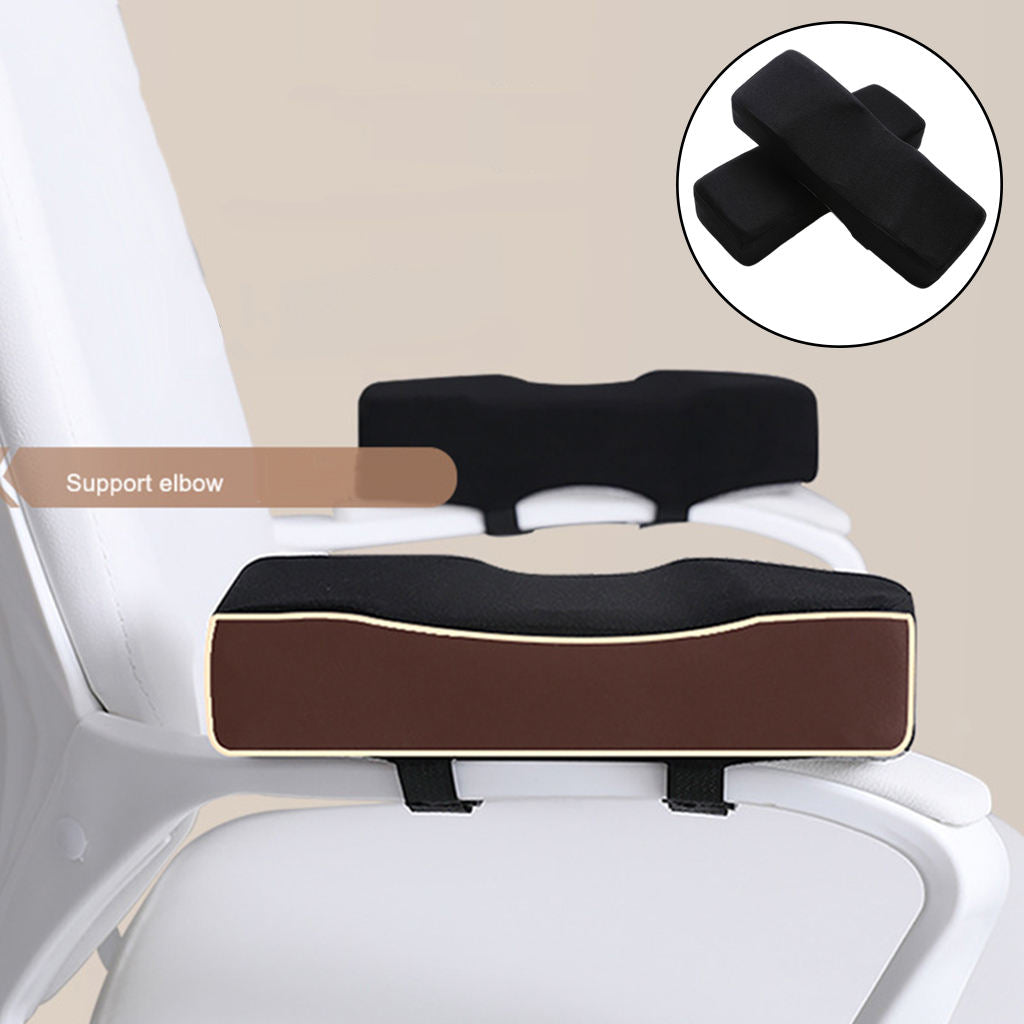 2pcs Black Comfort Chair Armrest Pads Memory Foam Groove Design Gaming Chair