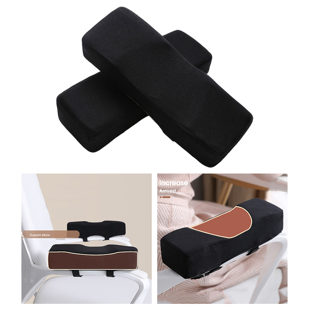 2pcs Black Comfort Chair Armrest Pads Memory Foam Groove Design Gaming Chair