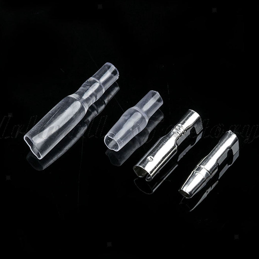 200x 4mm Male + Female  Terminals Wire Connector W/ Insulating Sleeves