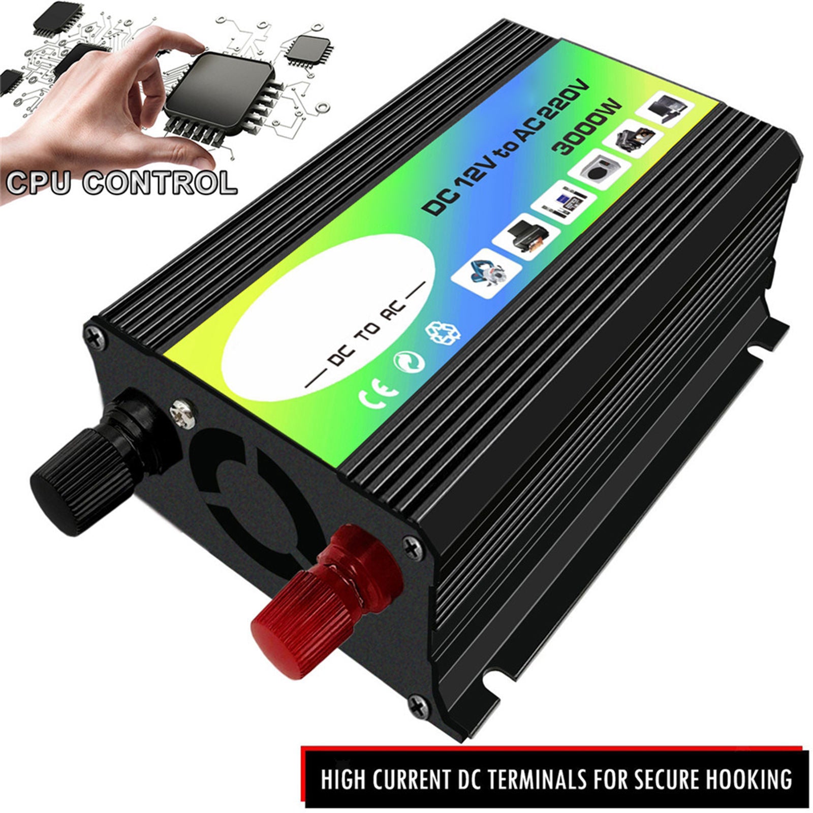Inverter with 2 USB Charging Ports Car Adapter Camping Outdoor Black 110V C