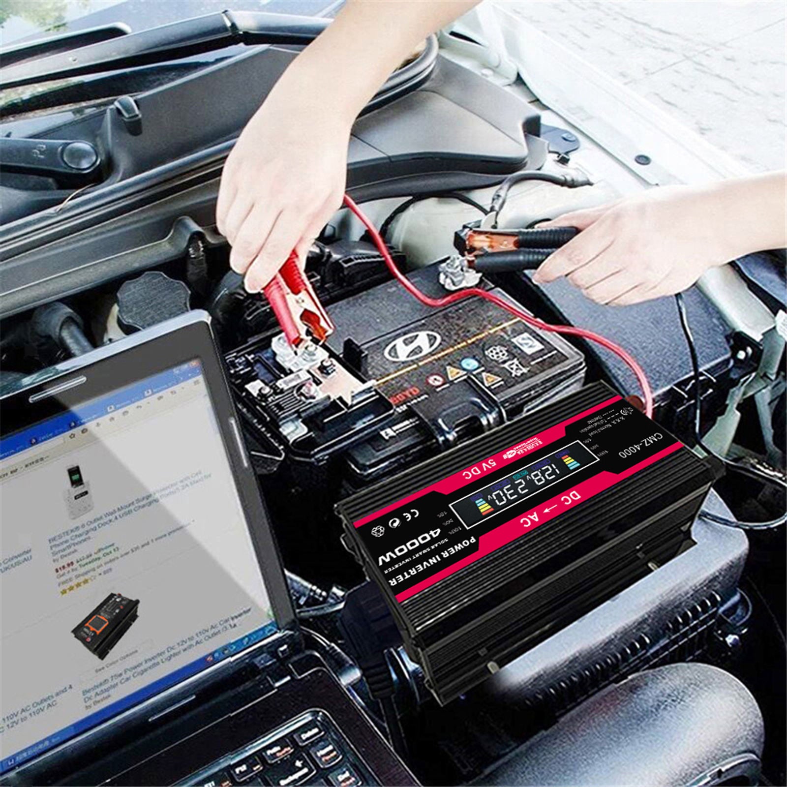 Power Inverter with 4.2A Dual USB and Lighter Charger for Outdoor Black 220V