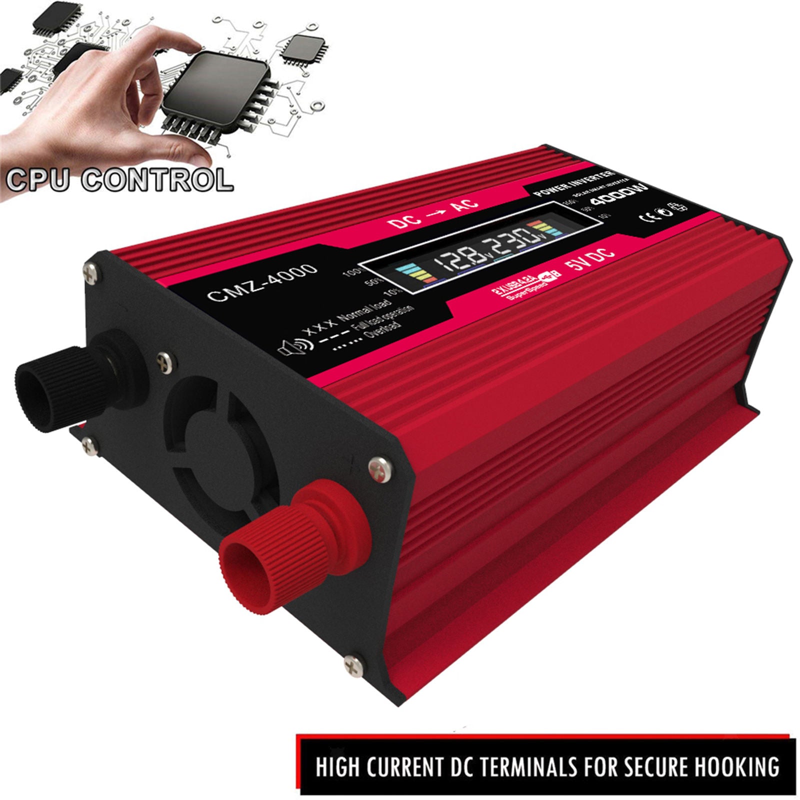 DC 12V to AC Power Inverter with 4.2A Dual USB Camping Power Supply Red 110V