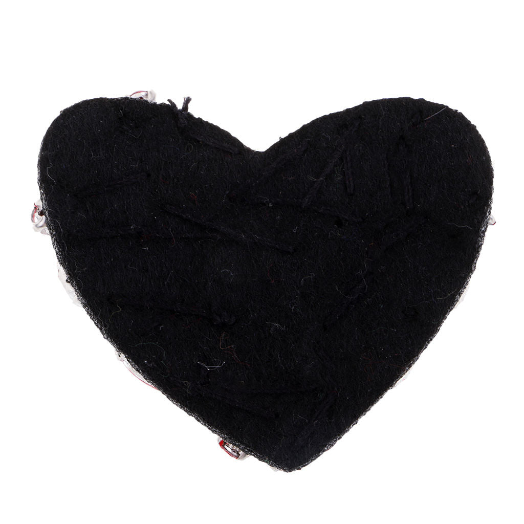 Prettyia 3pcs Heart Beaded Rhinestones Patch Sewing Applique for Clothes Bag
