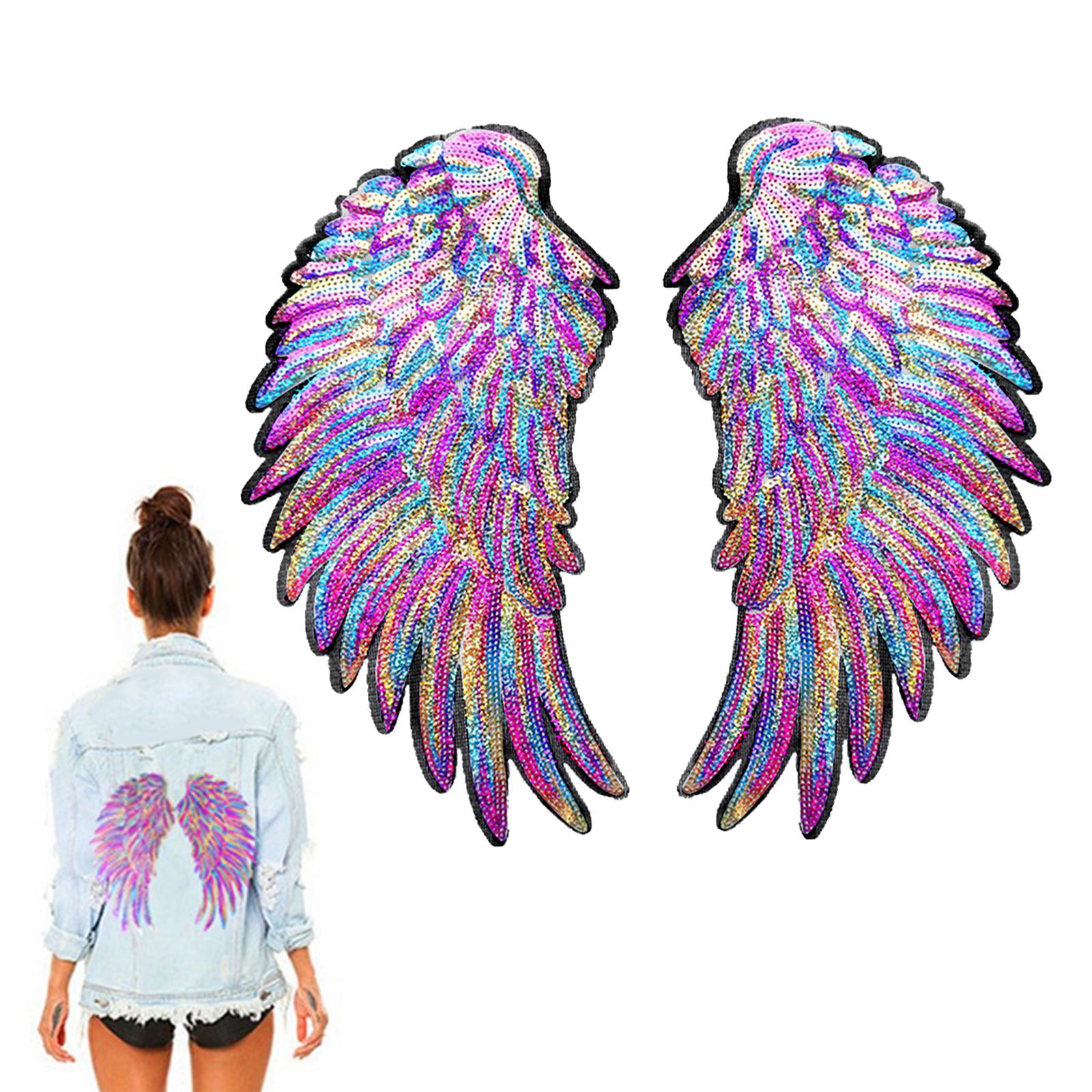 1 pair of sequin iron-on patches, iron-on patches, glitter application