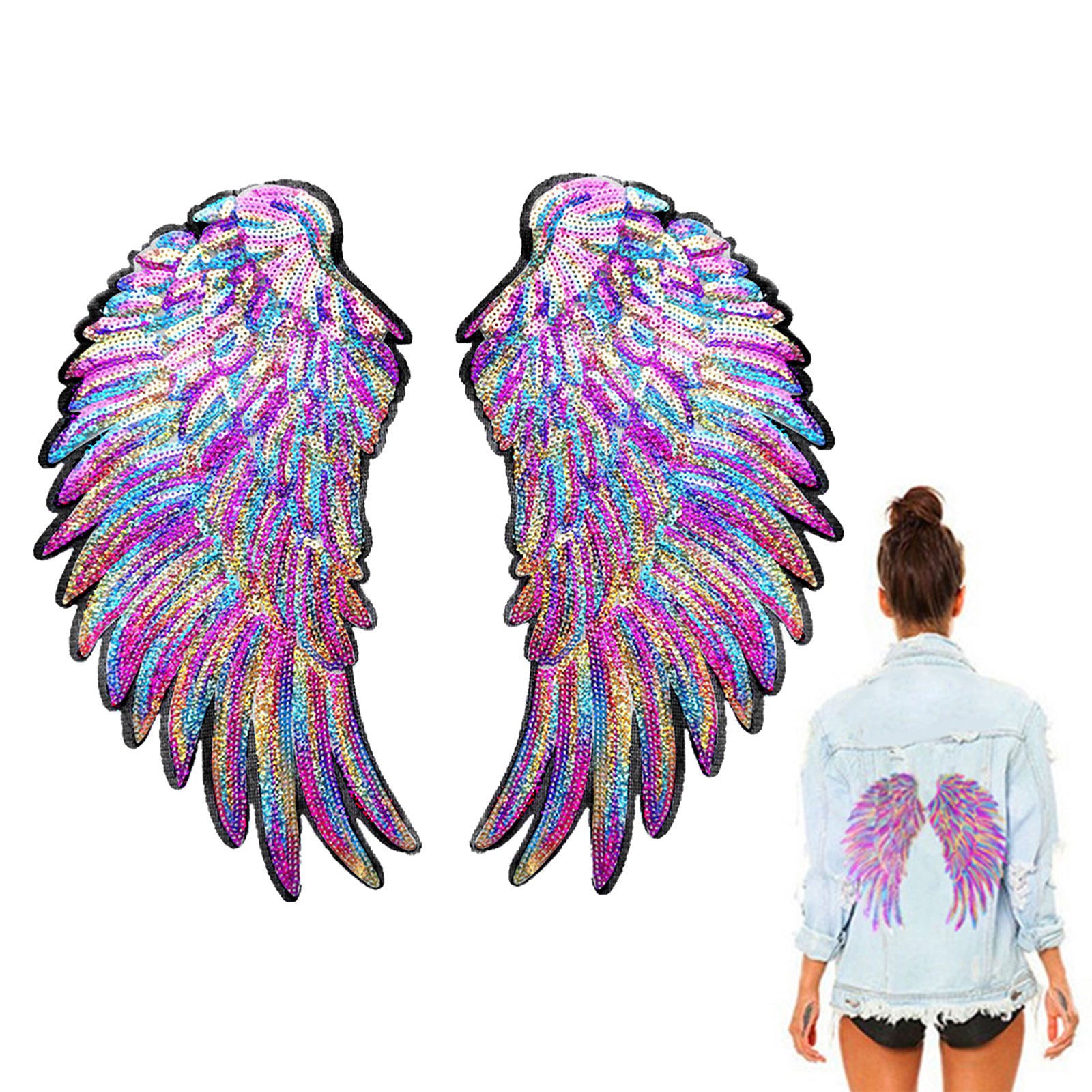1 pair of sequin iron-on patches, iron-on patches, glitter application