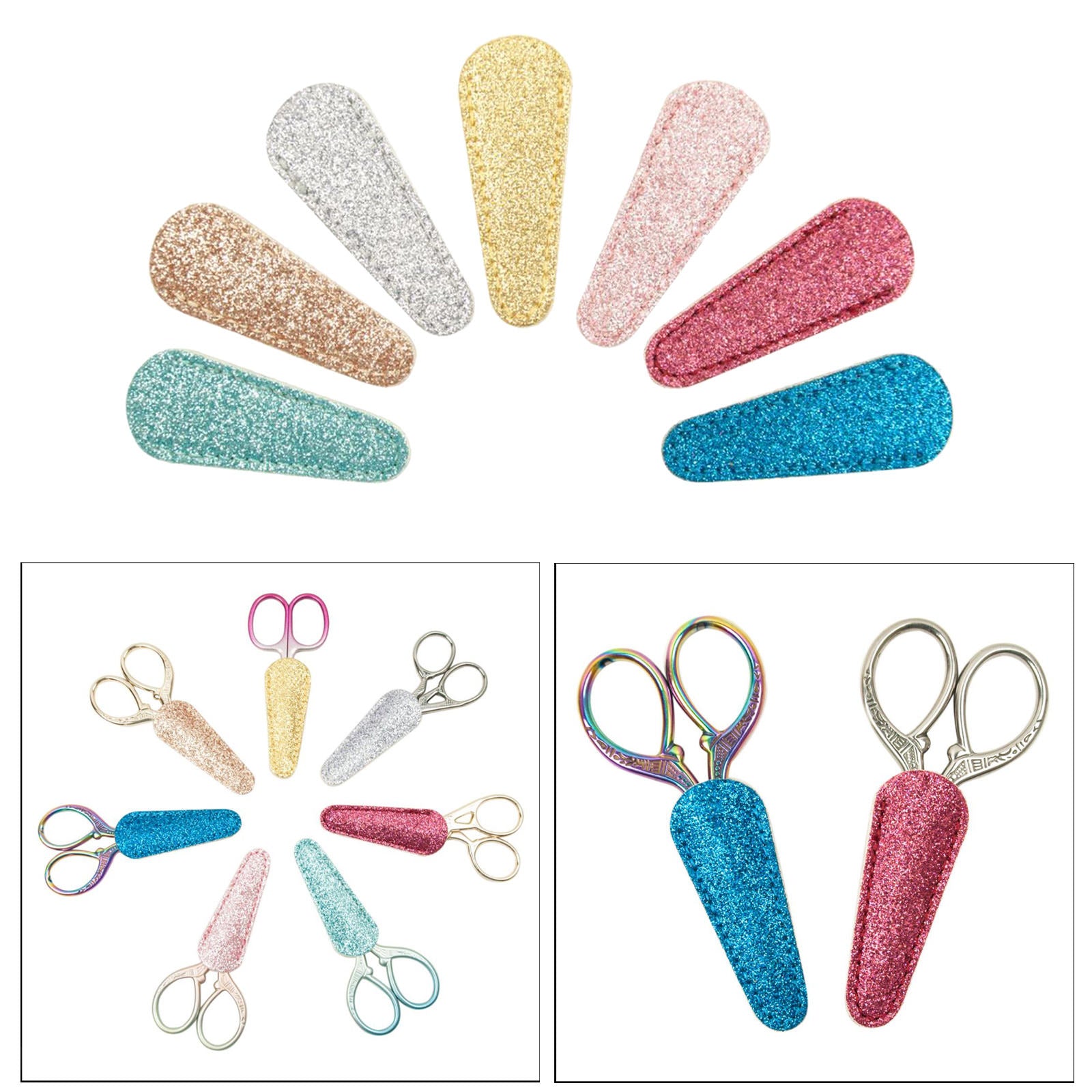 7x Embroidery Scissors Sheath Covers Sewing Protector Cover Holder Bags Case