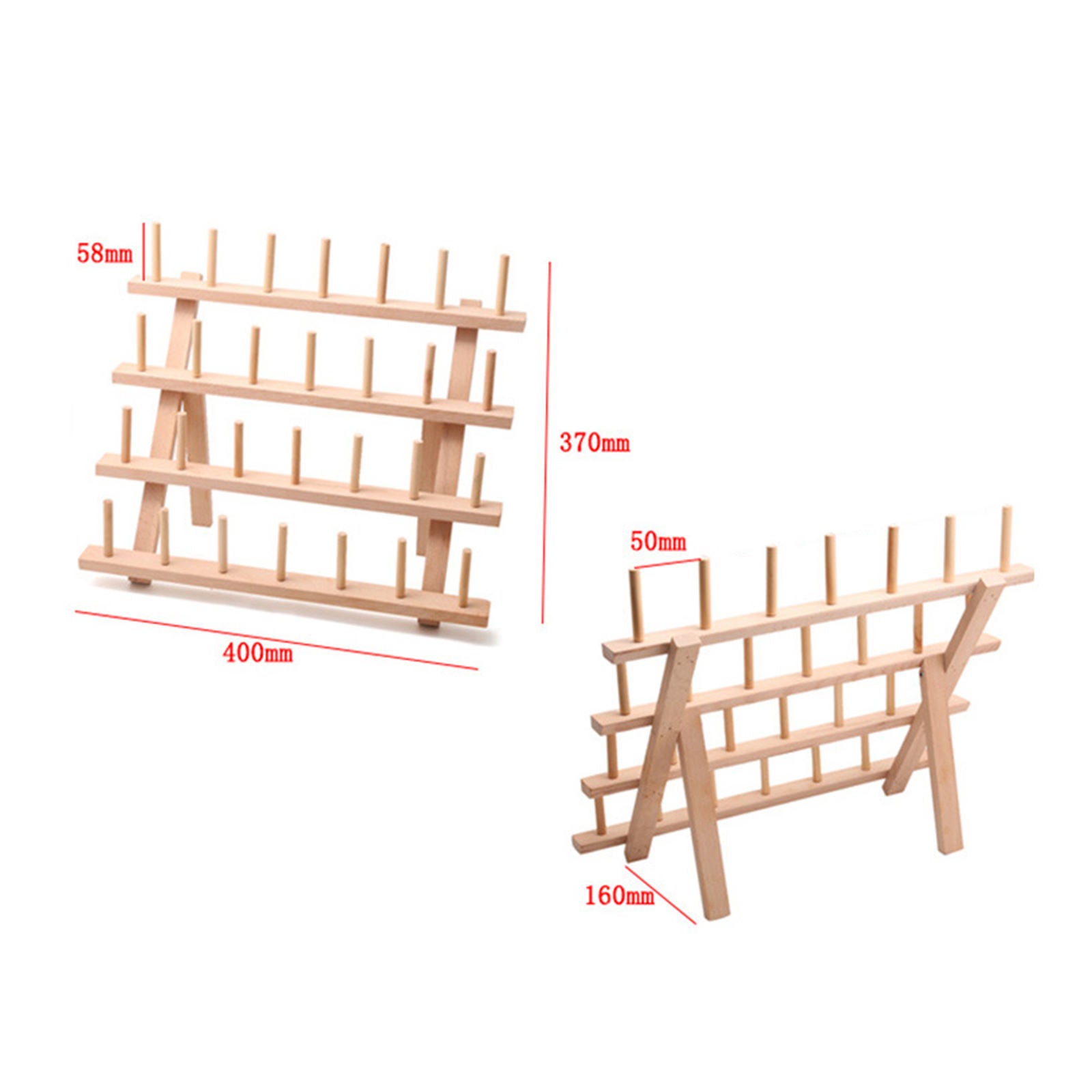 28 Spools Portable Sewing Thread Rack Wooden Holder Shelf Stand Durable