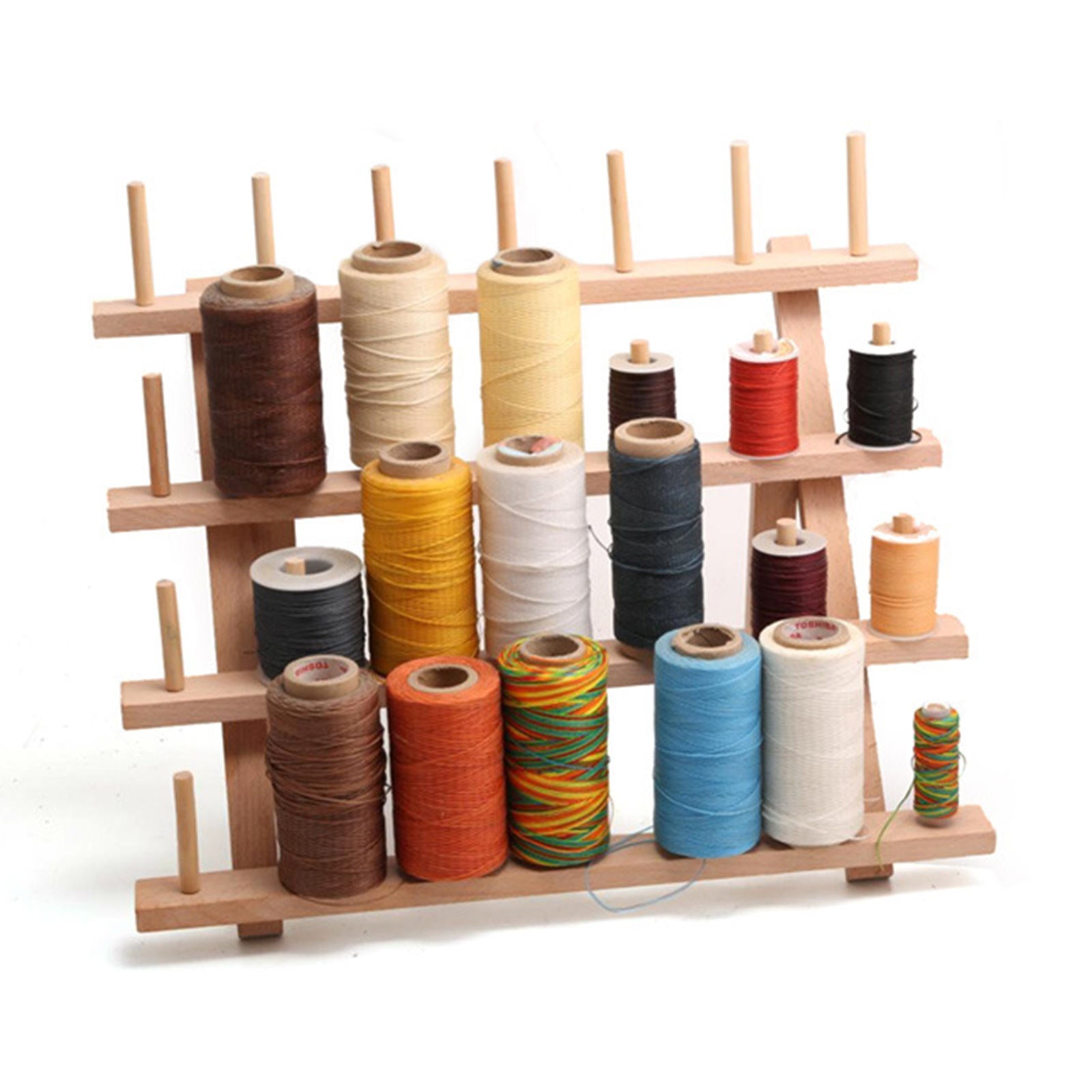 28 Spools Portable Sewing Thread Rack Wooden Holder Shelf Stand Durable