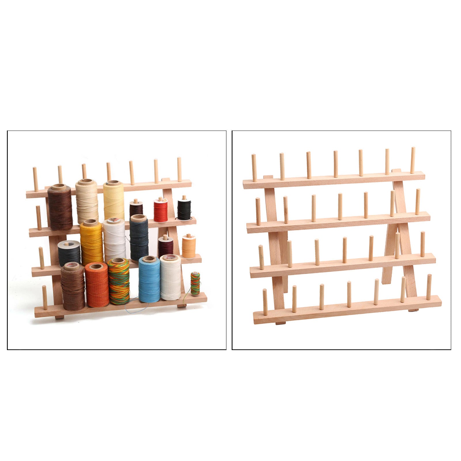 28 Spools Portable Sewing Thread Rack Wooden Holder Shelf Stand Durable