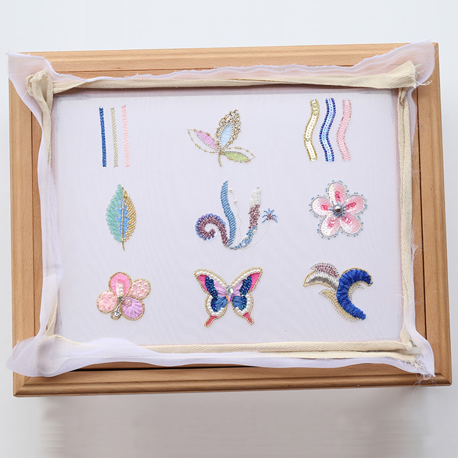 Portable Wooden Cross Stitching Tapestry Scroll Rectangle Needlework Frame