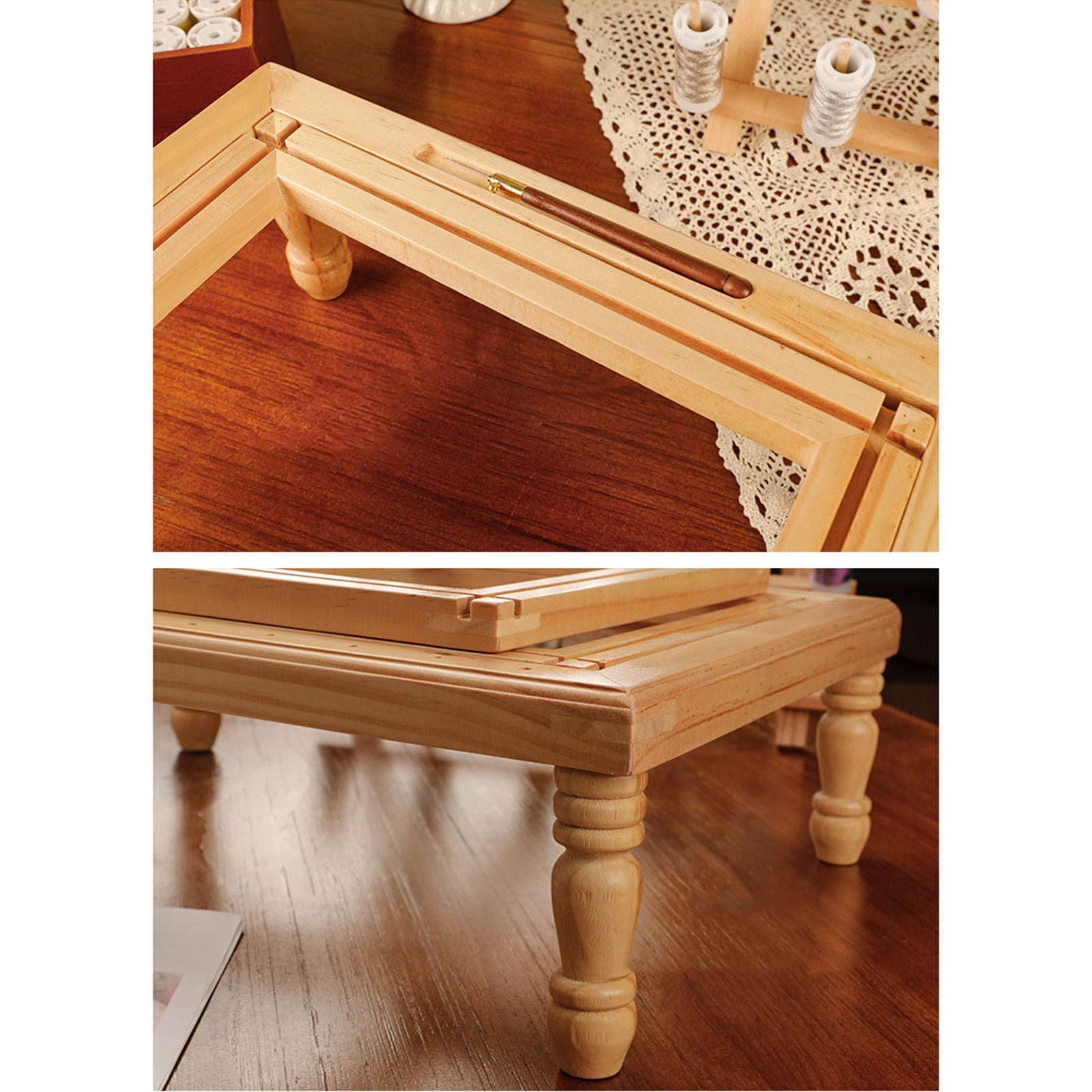 Cross-Stitch Rack Tabletop Embroidery Lap Stand Wood Frame DIY Sewing Tools