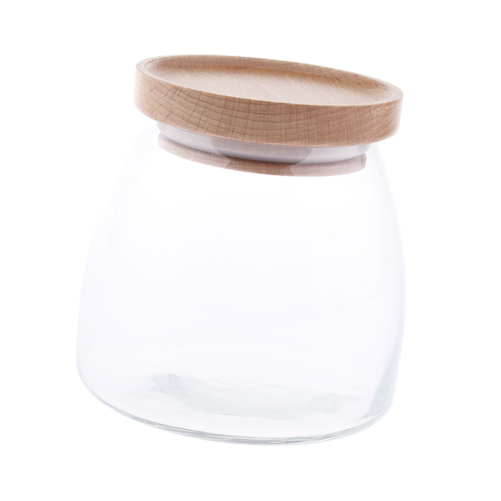 Food Storage Jar Canister with Beech Wooden Lid for Tea Coffee Spice 750ML