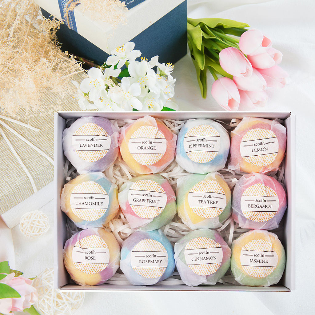 12 Pack Natural Handmade Bath Salt Women Fizzy Essential Oils Bath Bomb