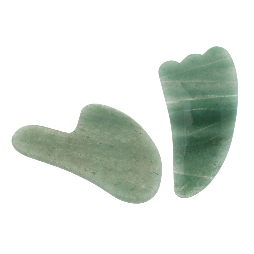 2 Pcs Natural Jade Guasha Board Chinese Traditional Scraping Massage Tool