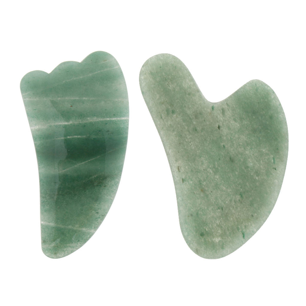 2 Pcs Natural Jade Guasha Board Chinese Traditional Scraping Massage Tool