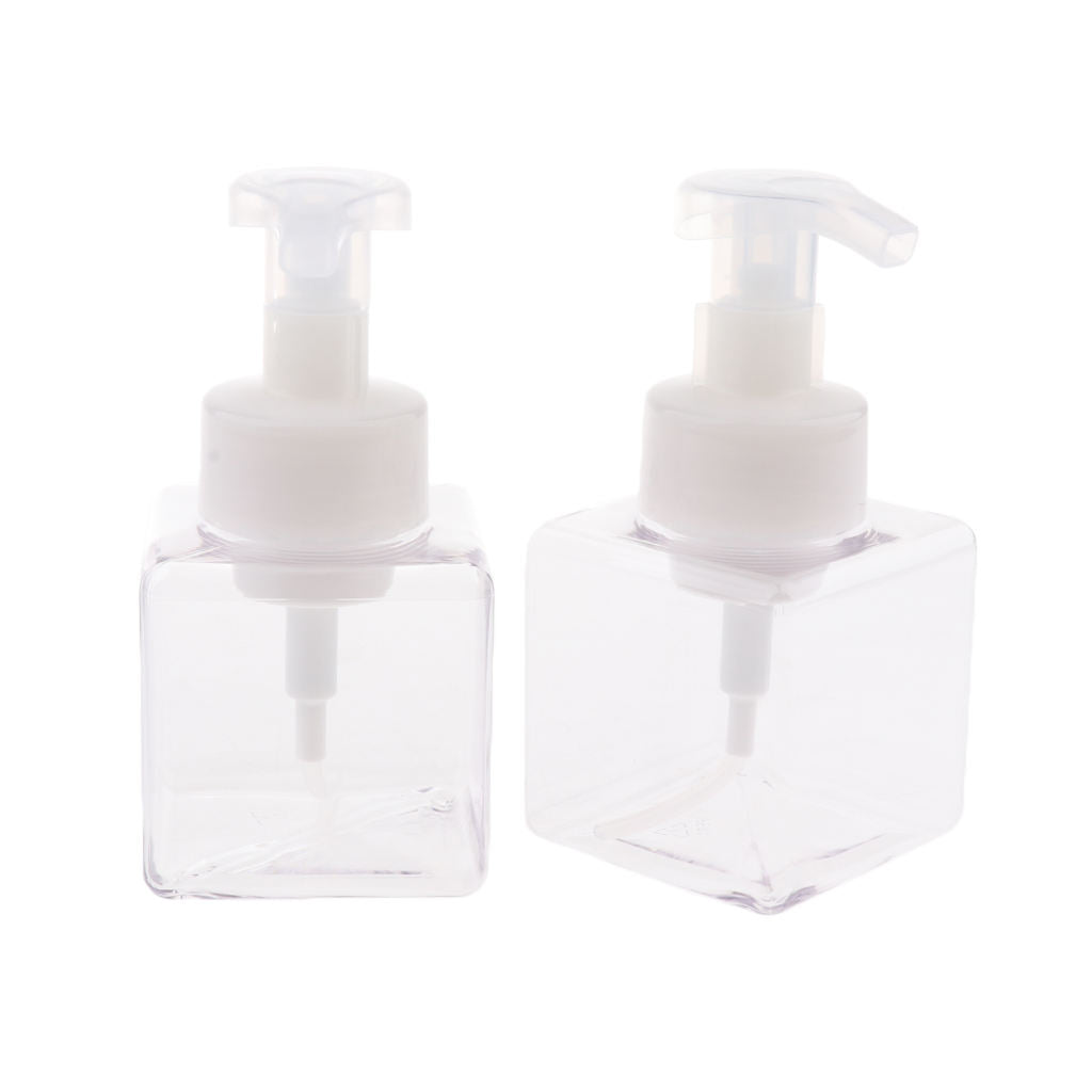 12Pcs 250ml Square Foam Lotion Pump Bottle Dispenser Vials Jar