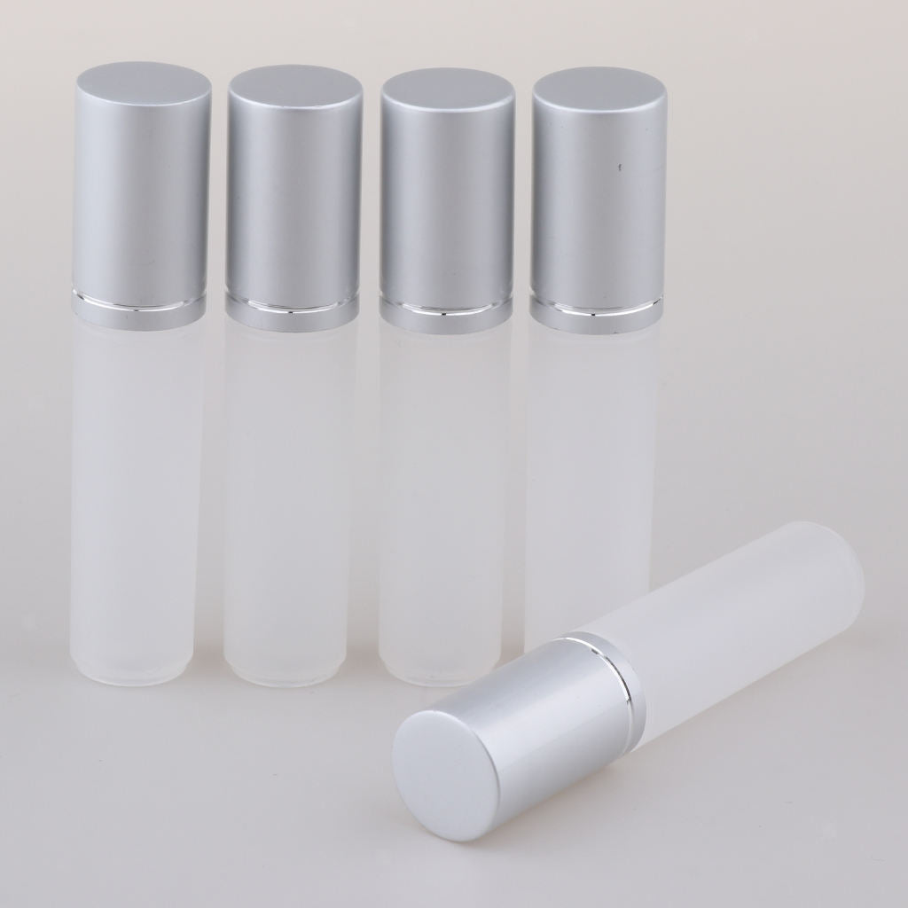 5 Pieces 5ML Empty PP Roll On Bottles for Essential Oil Perfume Sliver Lid