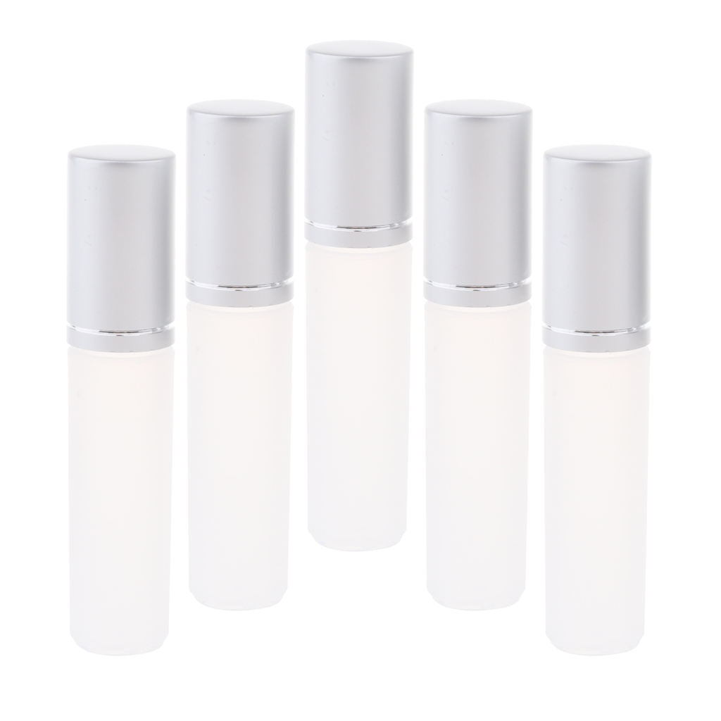 5 Pieces 5ML Empty PP Roll On Bottles for Essential Oil Perfume Sliver Lid