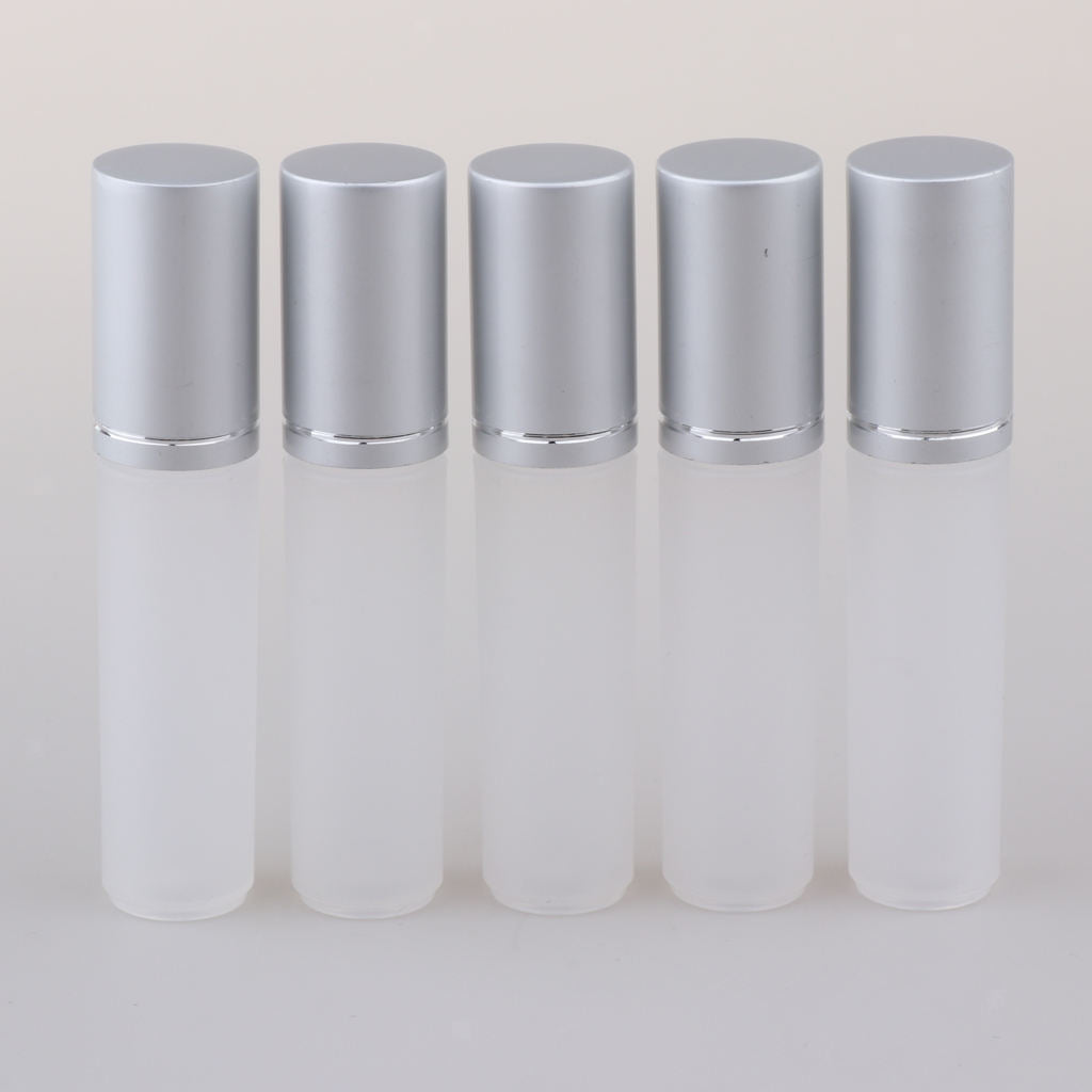 5 Pieces 5ML Empty PP Roll On Bottles for Essential Oil Perfume Sliver Lid