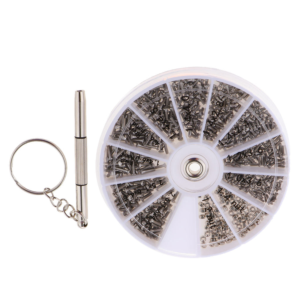 600Pcs Eyeglass Screws Nuts with Screwdriver Eyeglass Repair Kit