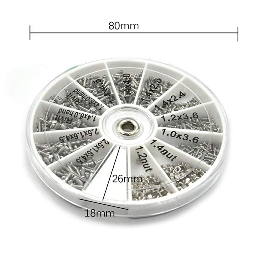600Pcs Eyeglass Screws Nuts with Screwdriver Eyeglass Repair Kit