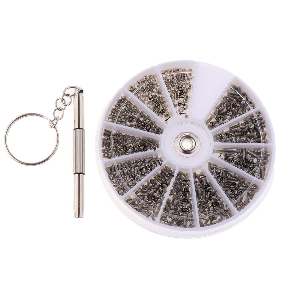 600Pcs Eyeglass Screws Nuts with Screwdriver Eyeglass Repair Kit