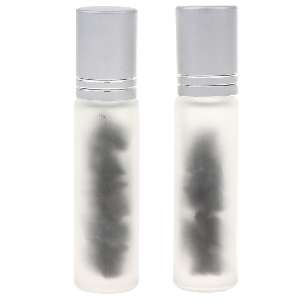 2X 10ml Empty Frosted Glass Perfume Roller Ball Bottles Obsidian