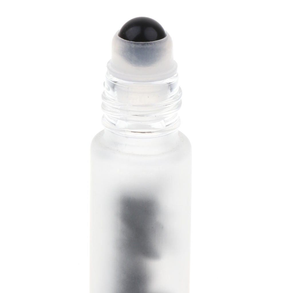2X 10ml Empty Frosted Glass Perfume Roller Ball Bottles Obsidian