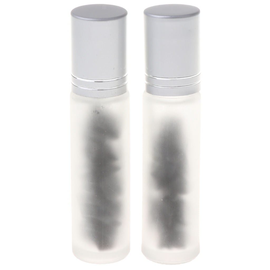 2X 10ml Empty Frosted Glass Perfume Roller Ball Bottles Obsidian