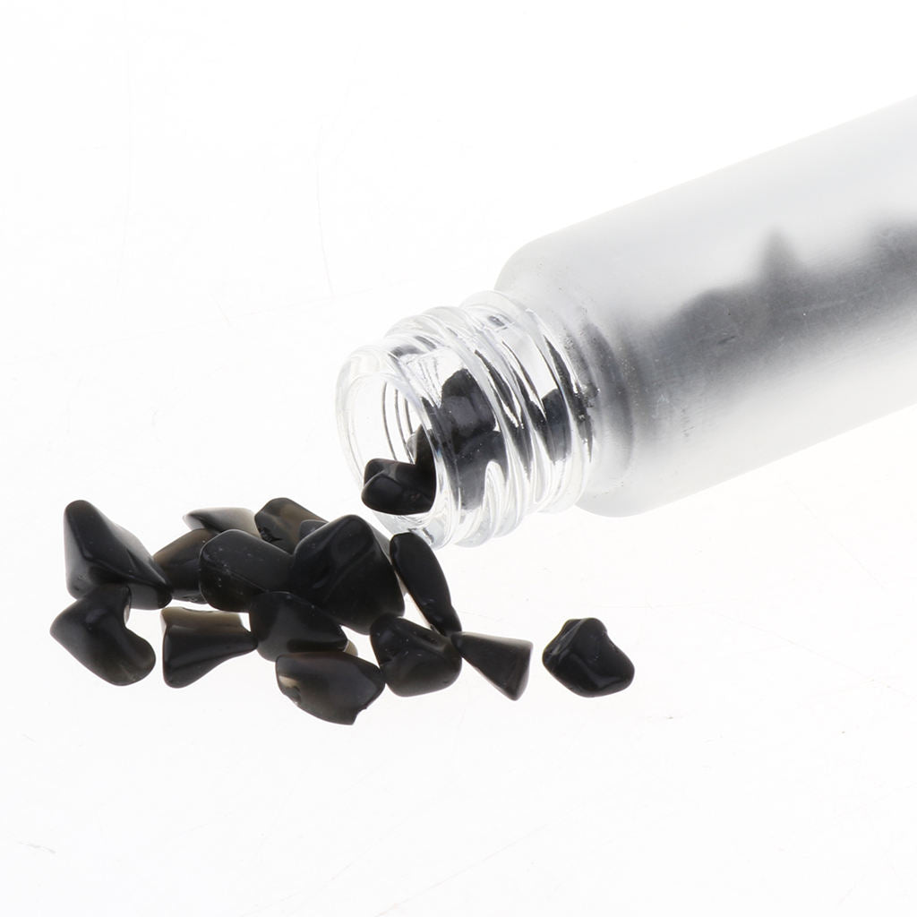 2X 10ml Empty Frosted Glass Perfume Roller Ball Bottles Obsidian
