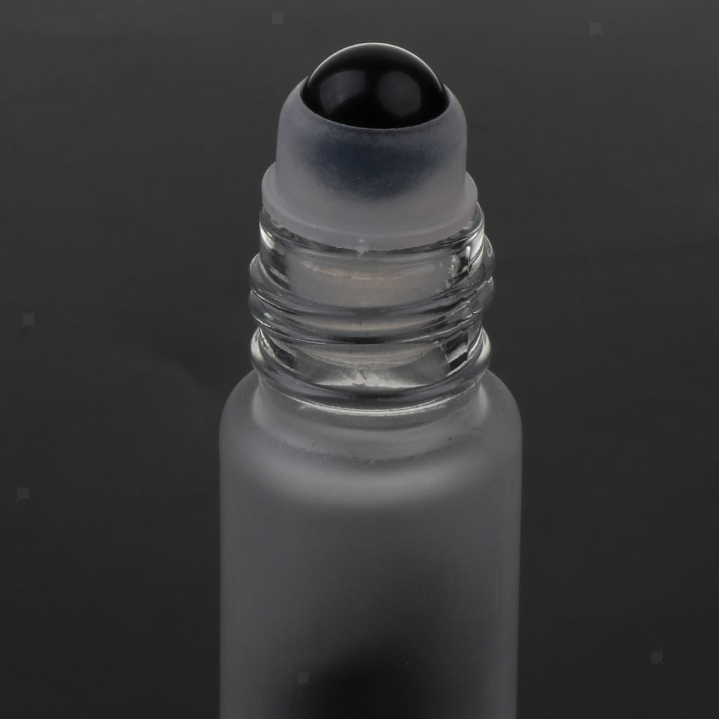 2X 10ml Empty Frosted Glass Perfume Roller Ball Bottles Obsidian