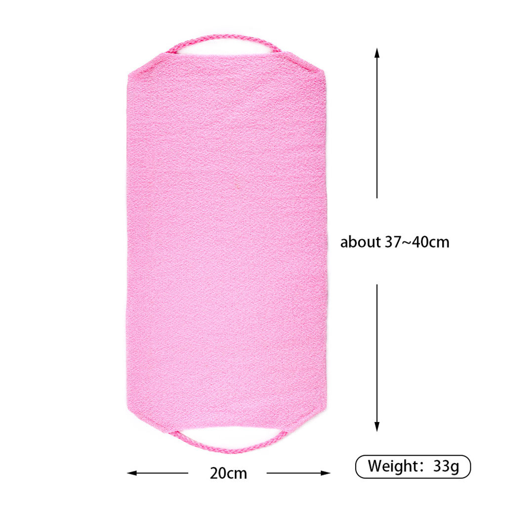 Long Shower Back Scrubber Strap Bath Body Exfoliating Cleaning Towel Pink