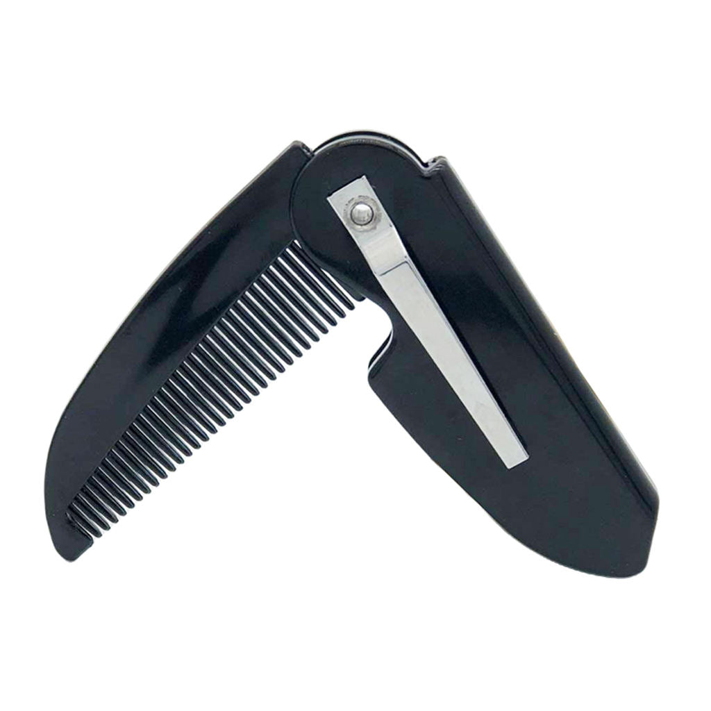 Men/Women Handmade Folding Mustache Beard Comb for Pockets Anti-static Black