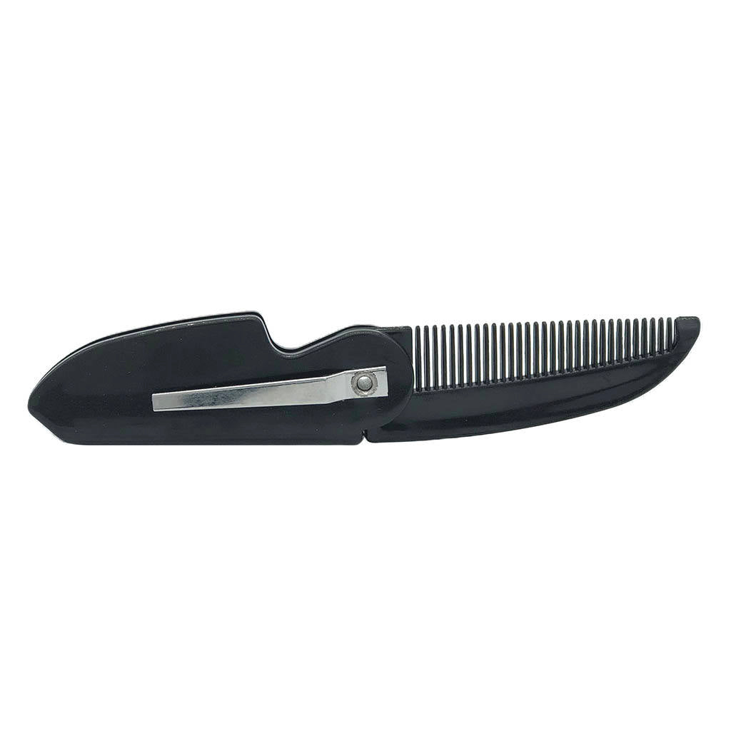 Men/Women Handmade Folding Mustache Beard Comb for Pockets Anti-static Black