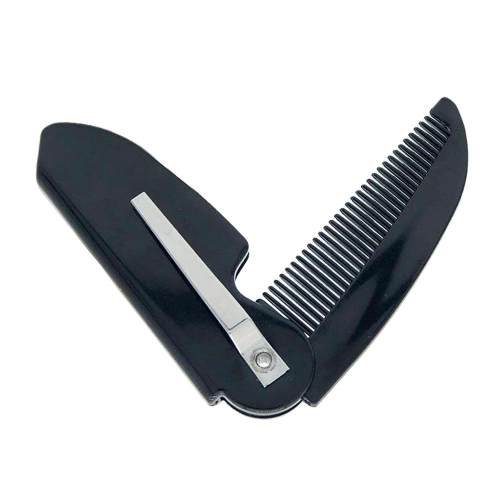 Men/Women Handmade Folding Mustache Beard Comb for Pockets Anti-static Black