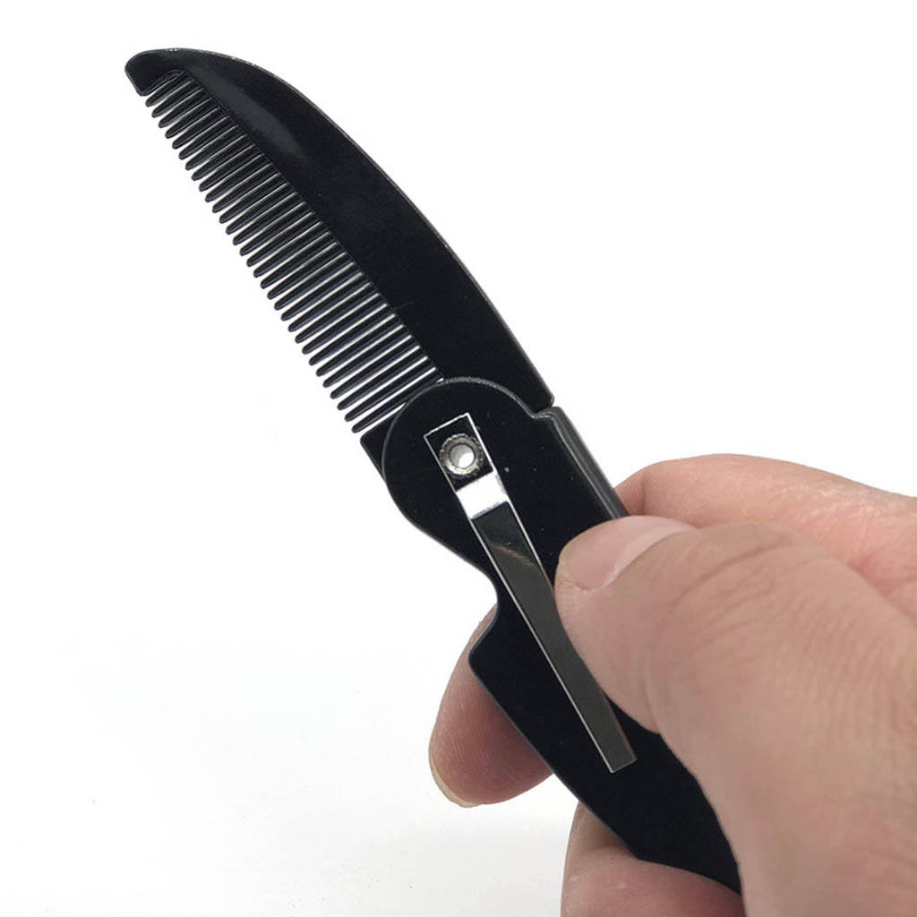 Men/Women Handmade Folding Mustache Beard Comb for Pockets Anti-static Black