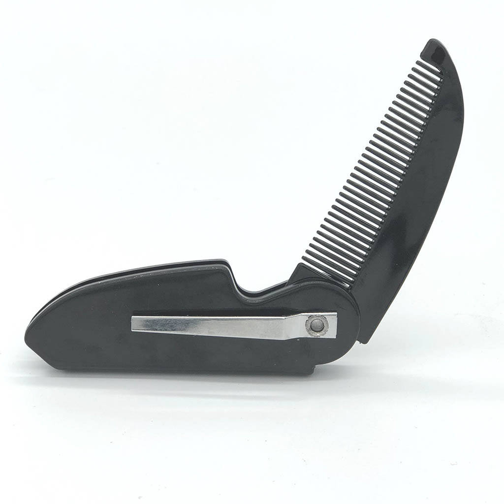 Men/Women Handmade Folding Mustache Beard Comb for Pockets Anti-static Black