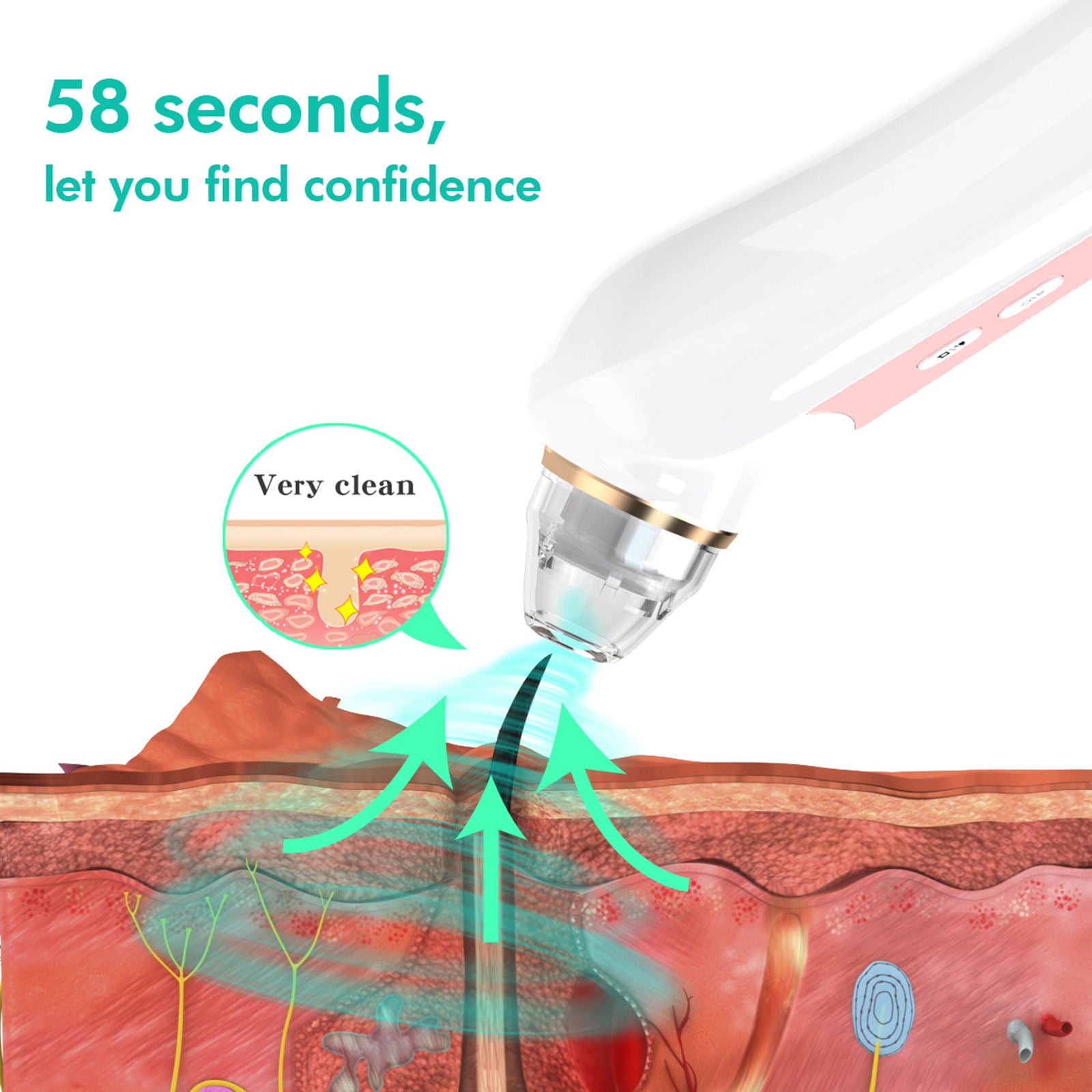 Visible Blackhead Remover Suction Cordless Facial Pore Cleaner with 6 Probes