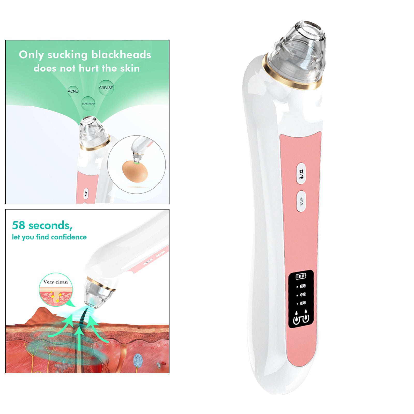 Visible Blackhead Remover Suction Cordless Facial Pore Cleaner with 6 Probes