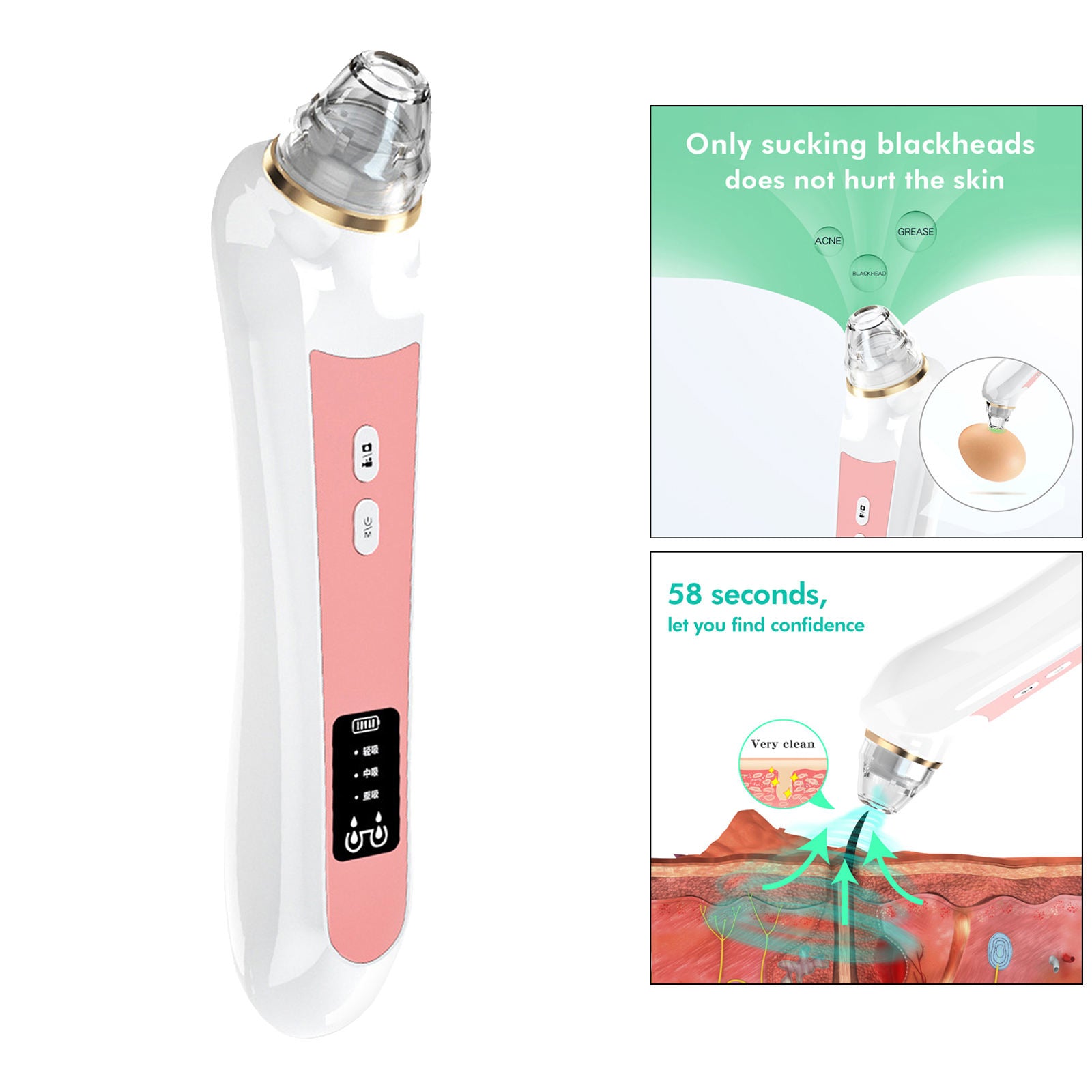 Visible Blackhead Remover Suction Cordless Facial Pore Cleaner with 6 Probes