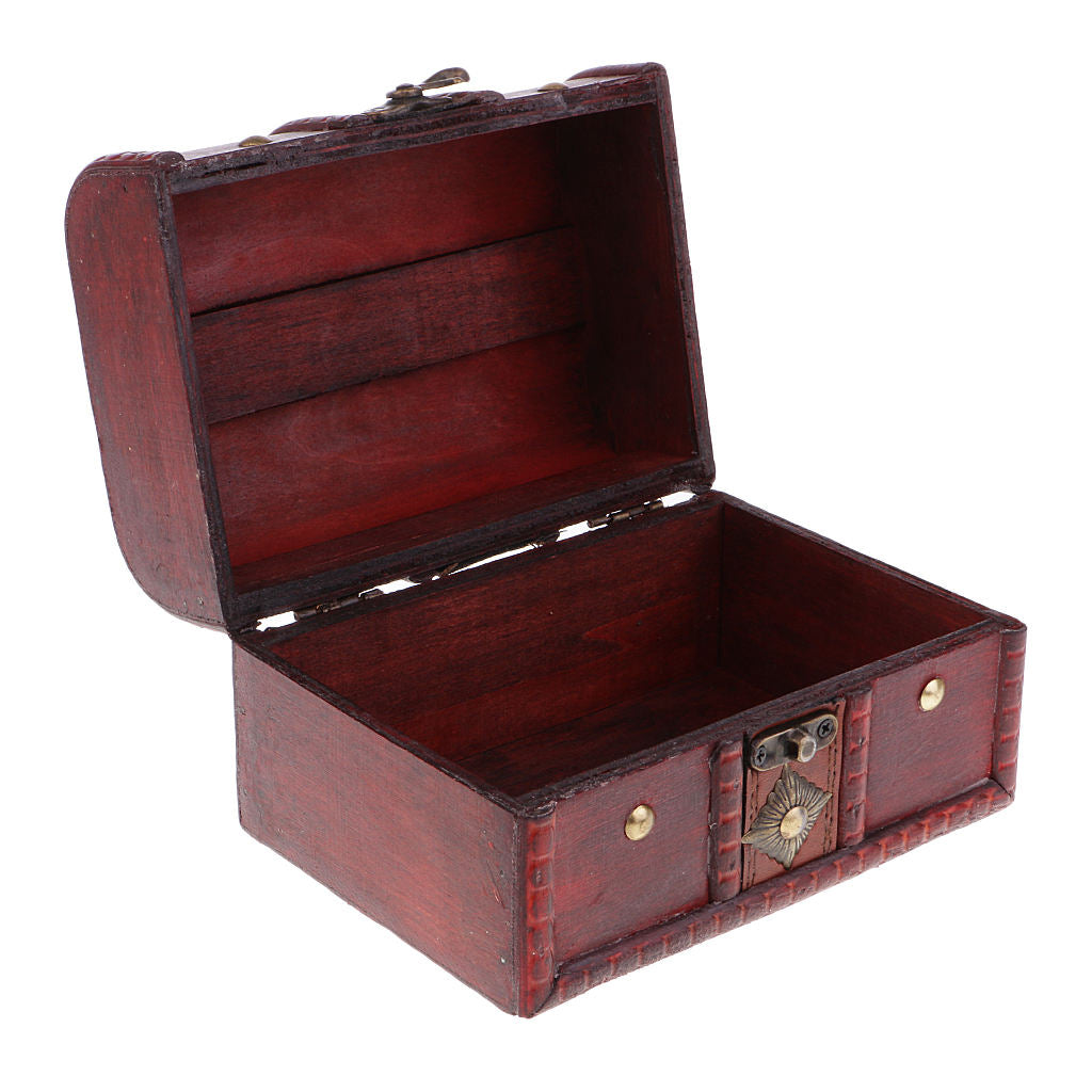 2Pcs Retro Wooden Jewelry Storage Box Case Treasure Organizer Home Decor