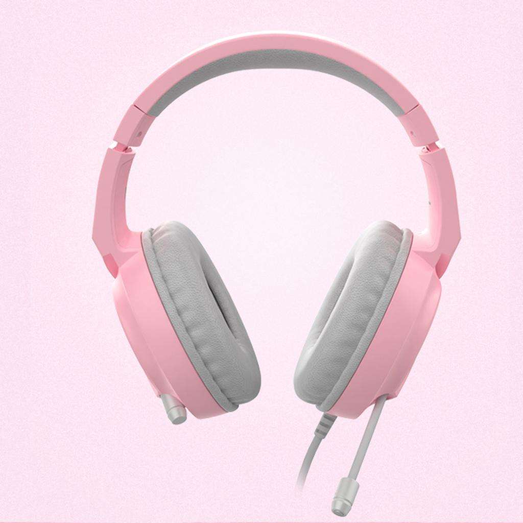 AX365 RGB Surround Gaming Headset Wired with Mic Led Backlit PC Laptop Pink