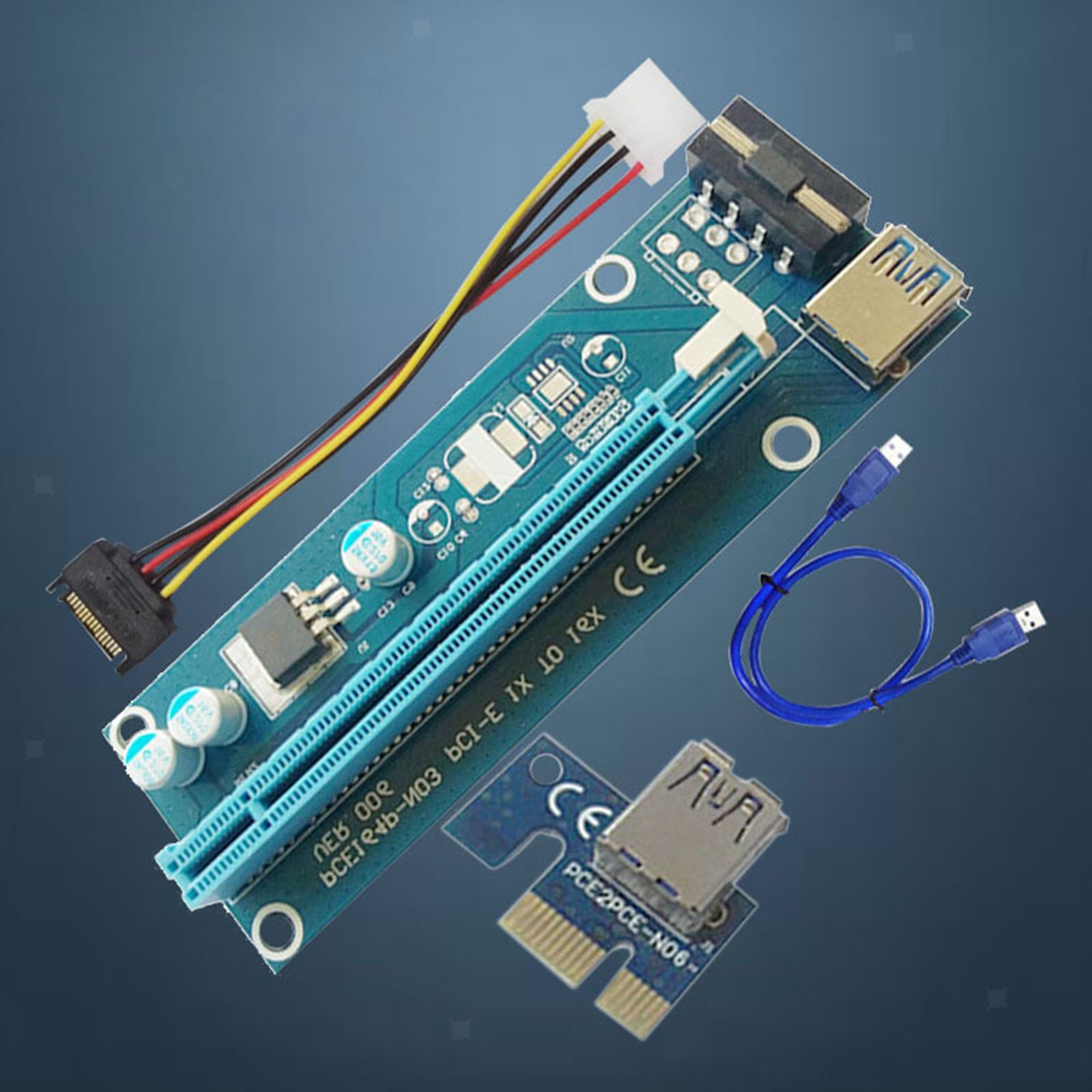 VER006 PCI-E Riser Card 4pin PCI Express Adapter USB 3.0 for Bitcoin Miner