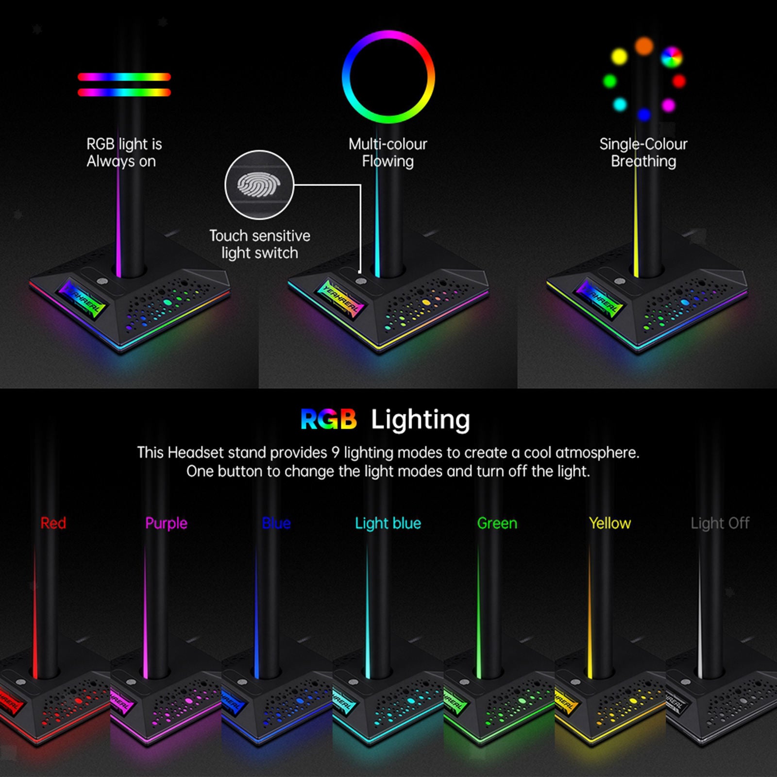 Universal RGB Light Gaming Headphone Headset Stand Holder Bracket Racks