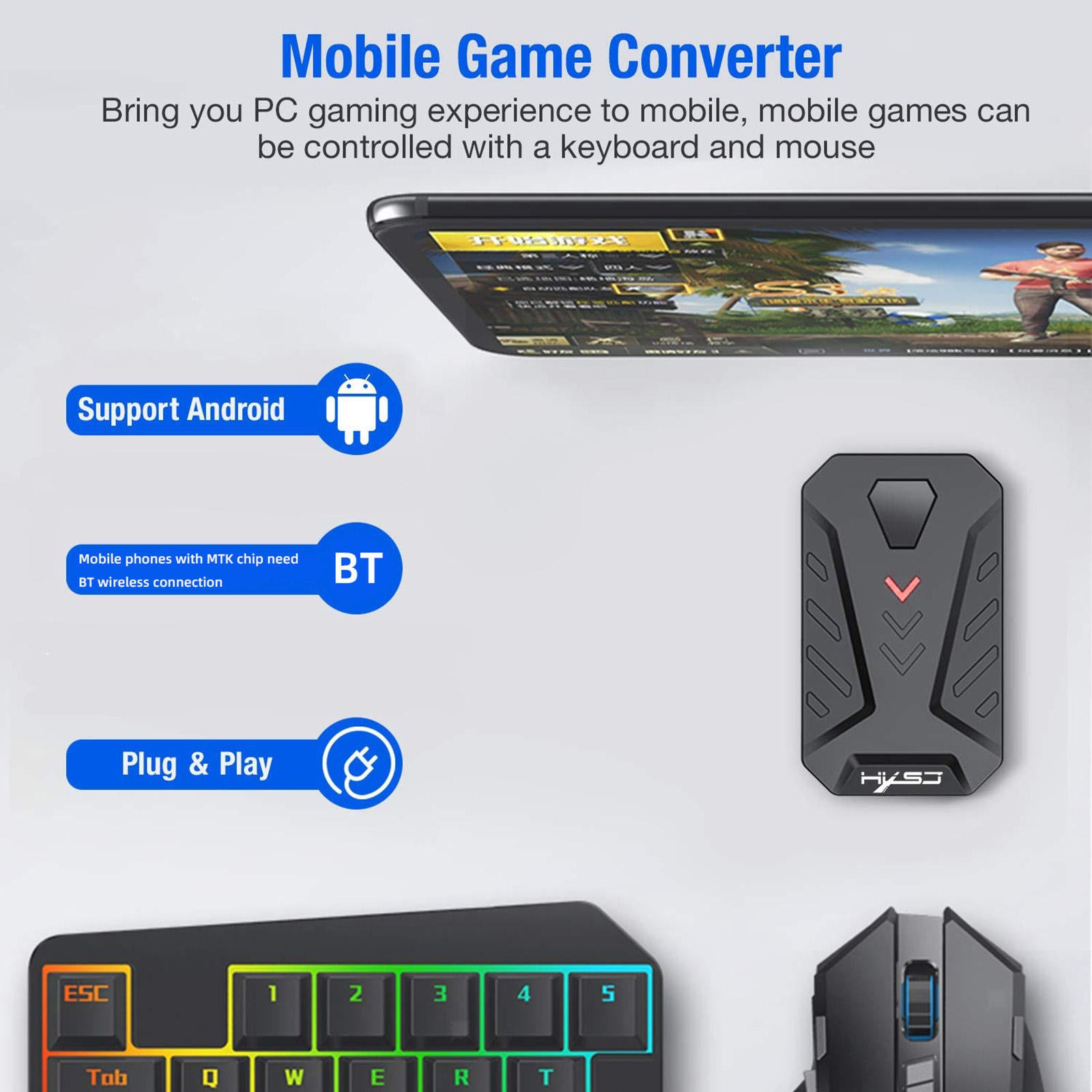 Wired Portable Keyboard Mouse Converter for Android System TYPE-C Interface