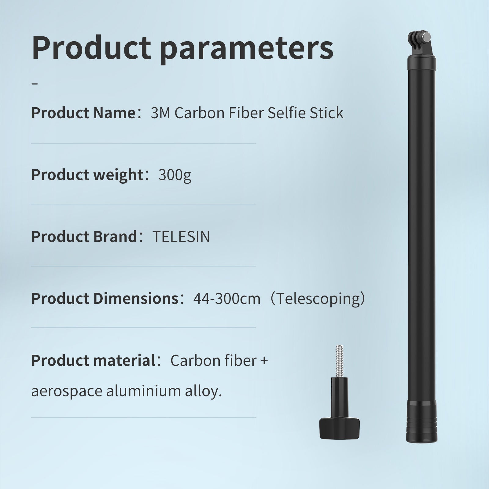 9.8ft Extendable Monopod Selfie Stick for GoPro Hero Durable Accessories